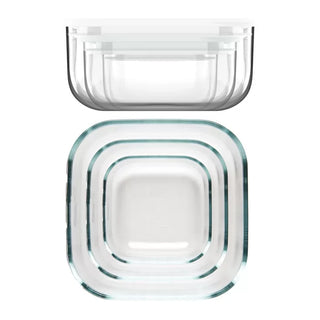 Store & More Leak-Proof Glass Fridge/ Freezer/ Microwave Container White