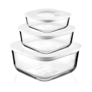 STORE&MORE GLASS Set of 3 hermetic glass containers for fridge/freezer/microwave oven