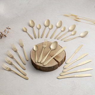 24-Piece Cutlery Set, mirror, Yellow Gold