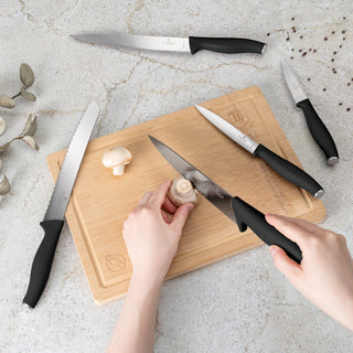 6 pcs knife set with bamboo cutting board