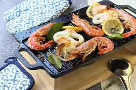 Fusion Taste Cast Iron Grill 37x23 Wood Base