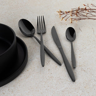 24 pcs cutlery set, mirror, Black
