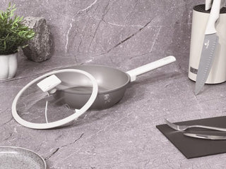 Deep frypan with lid, 24 cm, Matt Grey