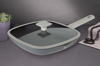 Grill pan with lid, 28 cm, Matt Grey