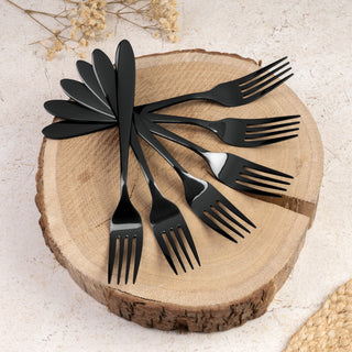 24-Piece Cutlery Set, mirror, Black