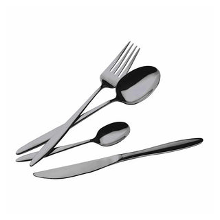 24 pcs cutlery set, mirror, Black