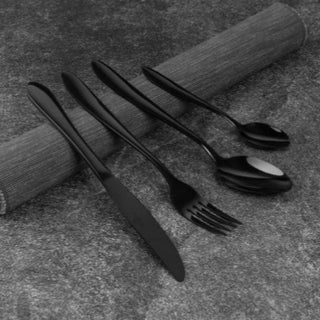 24-Piece Cutlery Set, mirror, Black