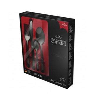 24-Piece Cutlery Set, mirror, Black