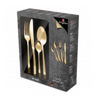 24-Piece Cutlery Set, mirror, Yellow Gold