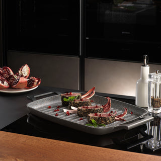 Rect. Grill 2 Handles 37x28cm Titanium Coating Ambiziosa