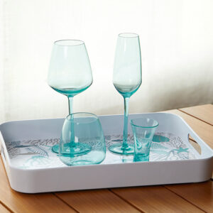 Square-Wine Cup-Tritan Turquoise-Set 6u