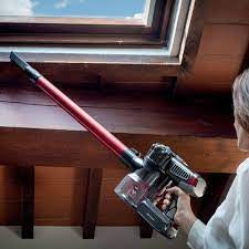 Cordless Electric Broom With Red Rechargeable Battery 2 In 1 22.2V