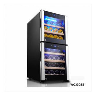 Compressor Wine Cooler , 33 Bottles , Dual Zone , Wood