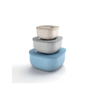 STORE&MORE - Set of 3 shallow airtight fridge/freezer/microwave containers