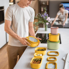 Load image into Gallery viewer, M STORE&amp;MORE - Shallow Airtight Fridge/Freezer/Microwave Containers 975cc Mango Yellow
