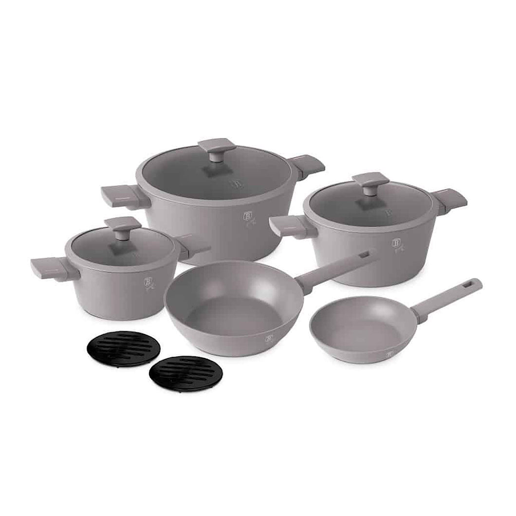 10-Piece Kitchen Stackable Cookware Set Taupe Collection