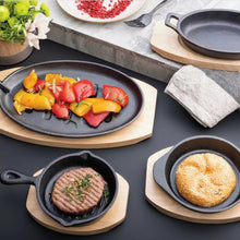 Load image into Gallery viewer, Fusion Taste Cast Iron Round Frying Pan with Beech Trivet 15cm
