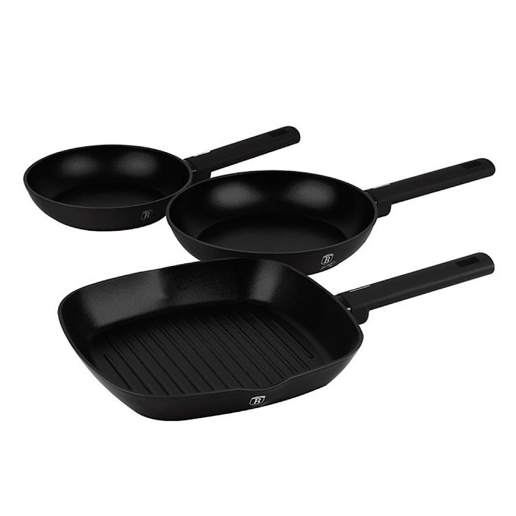 3 pcs frypan set, Black Matt