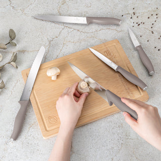 6 pcs knife set with bamboo cutting board