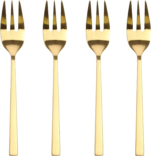 Cake Cutlery Fork Length 14.4cm 4Pcs Brass