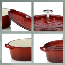 Load image into Gallery viewer, Roasting Round Tray Cast Iron Red  2.5L
