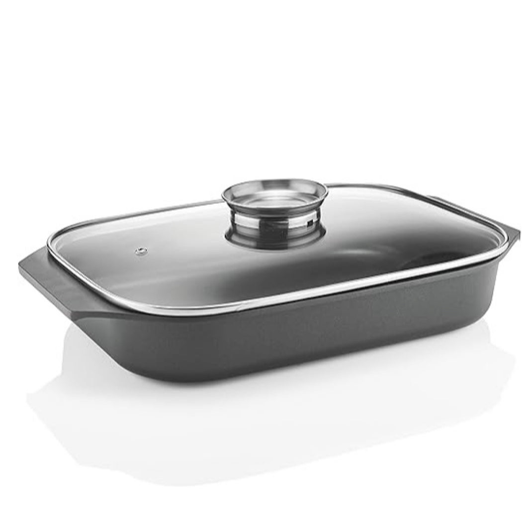 Compatible Shallow Roasting Pan with Lid, Black