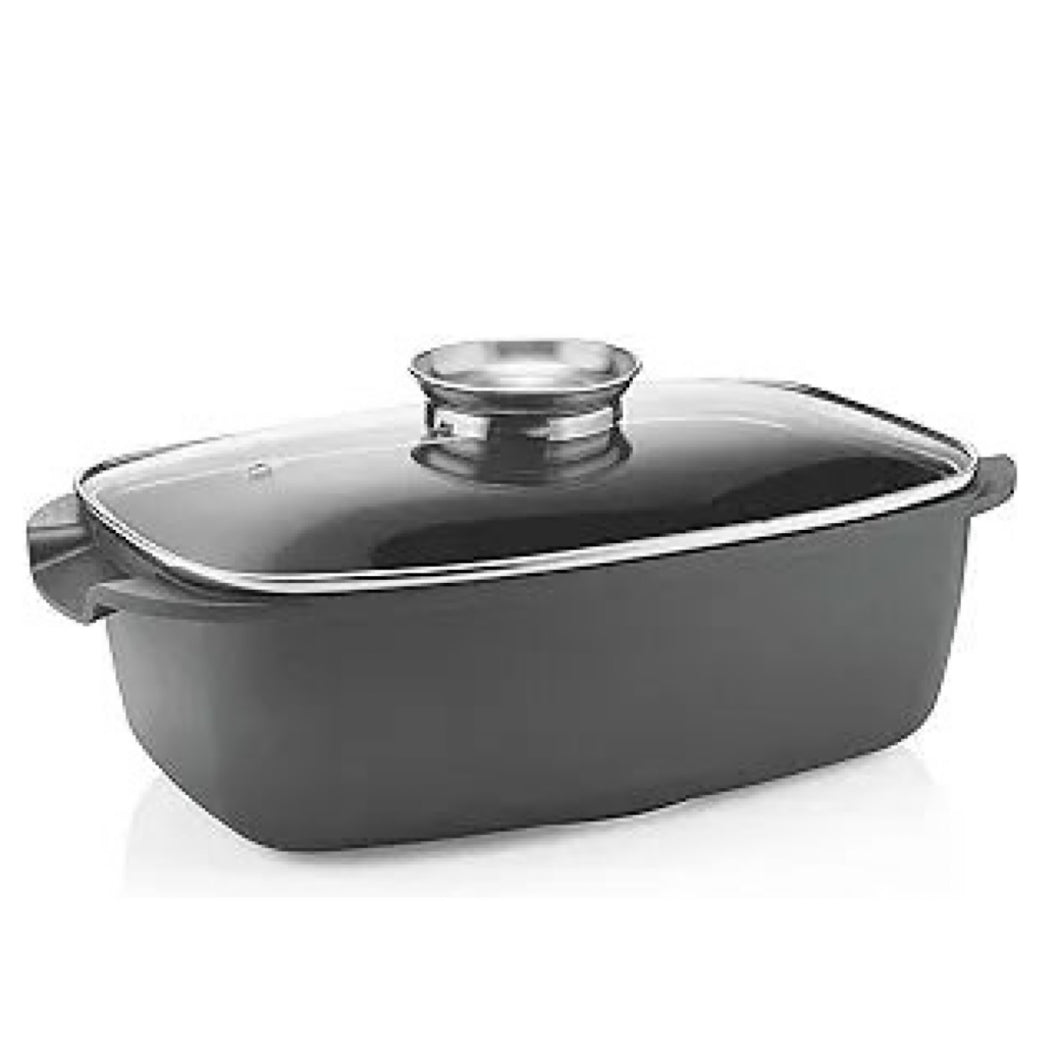 Compatible Deep Roasting Pan with Lid, Black