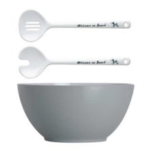 Load image into Gallery viewer, MELAMINE SALAD BOWL AND SERVERS WELCOME ON BOARD
