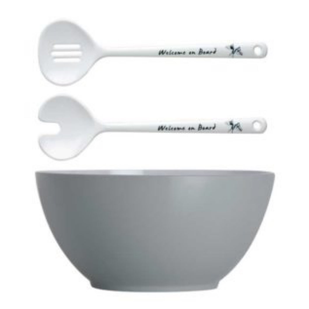 MELAMINE SALAD BOWL AND SERVERS WELCOME ON BOARD