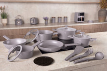 Load image into Gallery viewer, 15-Piece Kitchen Stackable Cookware Set Taupe Collection
