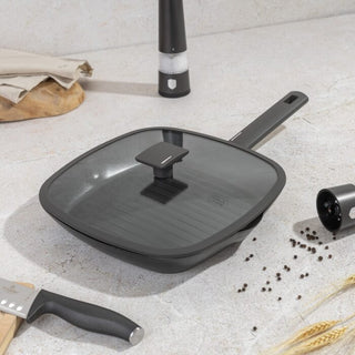 Grill pan with lid, 28 cm, Anthracite