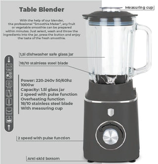 Blender, 1.5L, 1000W, Glass Berlinger Haus