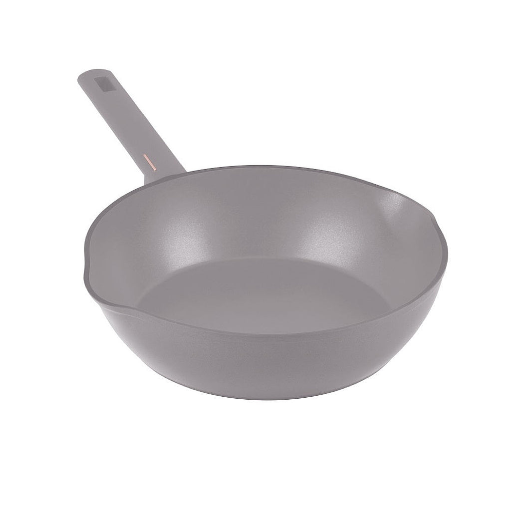 Deep frypan with 2 mouth, 28 cm, Taupe