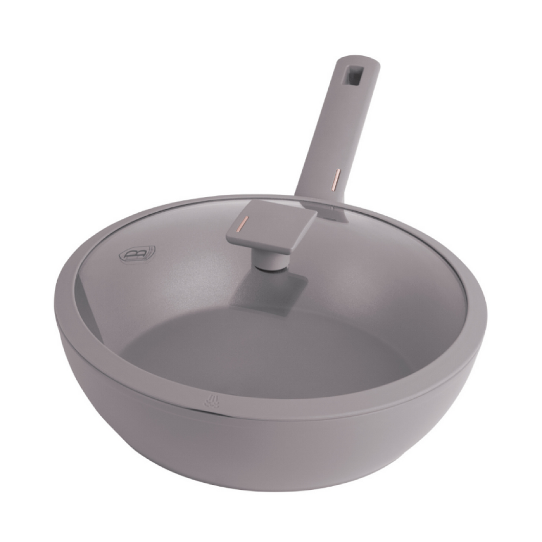 Wok with lid, 28 cm, Taupe