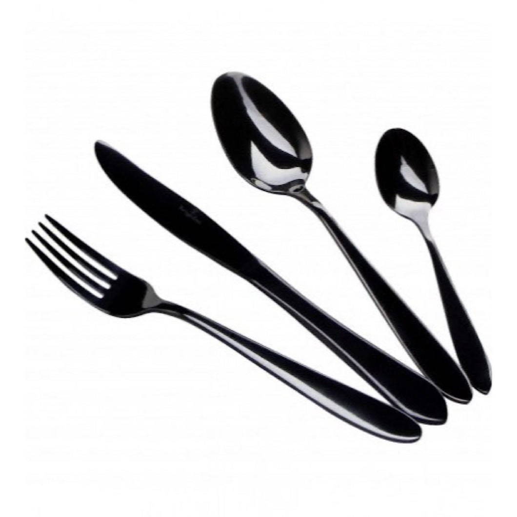 24-Piece Cutlery Set, mirror, Black