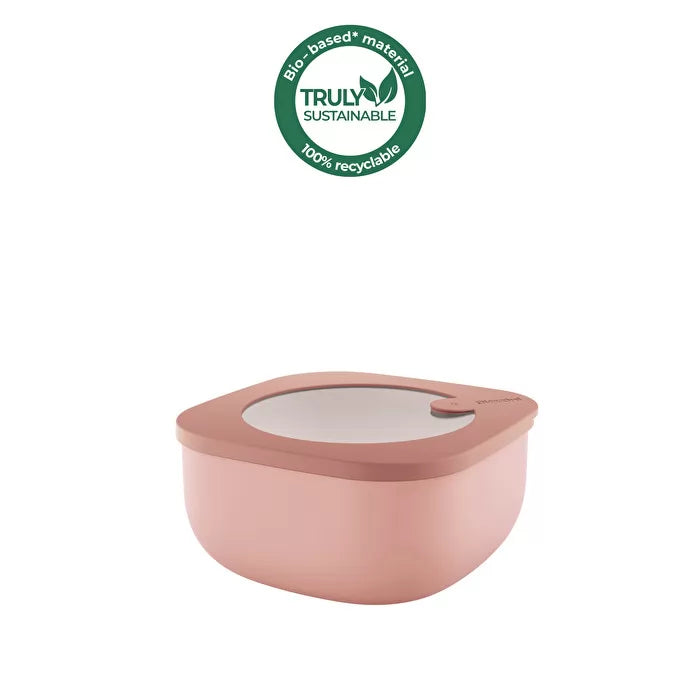 M STORE&MORE Shallow Leak-Proof fridge/Freezer/Microwave Containers 975cc Peach Blossom Pink