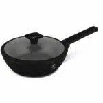 Deep frypan with lid, 24 cm, Matte Black