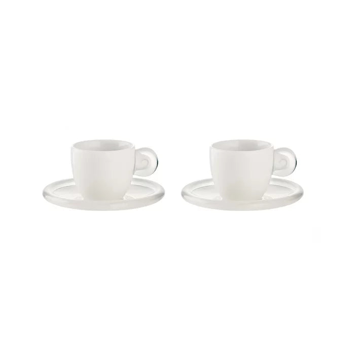 SET 2 ESPRESSO CUPS WITH SAUCERS GOCCE Clear