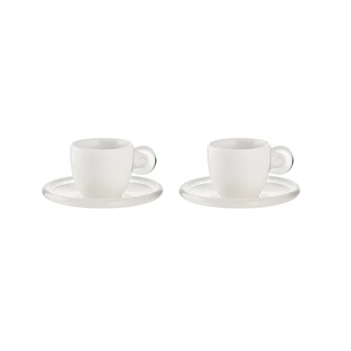 SET 2 ESPRESSO CUPS WITH SAUCERS GOCCE Sky Grey