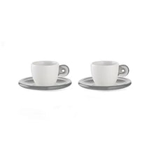 Load image into Gallery viewer, SET 2 ESPRESSO CUPS WITH SAUCERS GOCCE Sky Grey
