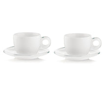 Load image into Gallery viewer, Set of 2 Cappuccino Cups With Saucers Clear
