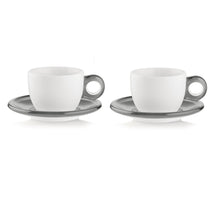 Load image into Gallery viewer, Set of 2 Cappuccino Cups With Saucers Clear
