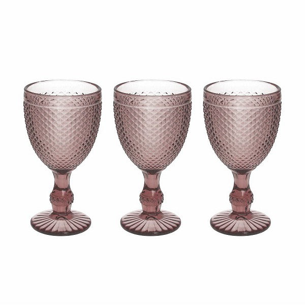 Set 3 Goblets Cicla.280cc Glass Diamante