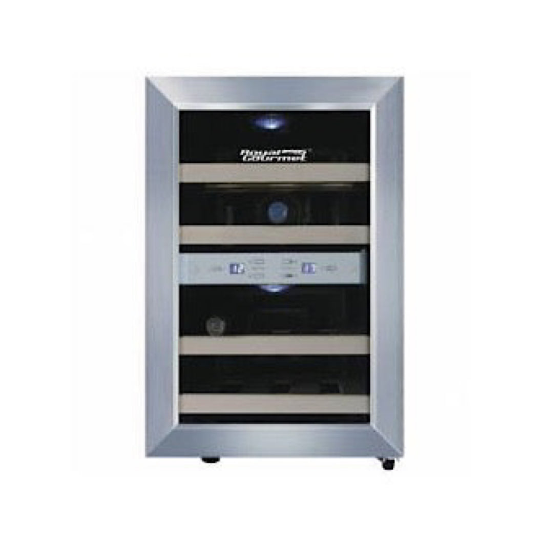Thermoelectric Wine Cooler , 12 Bottles , Dual Zone , Wood