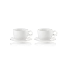 Load image into Gallery viewer, Set of 2 Breakfast Cups WITH Saucers Sky Grey
