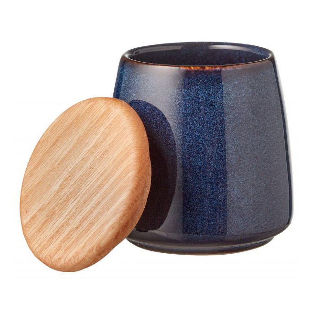 Stoneware Jar With Lid Height 12 cm Dark Blue