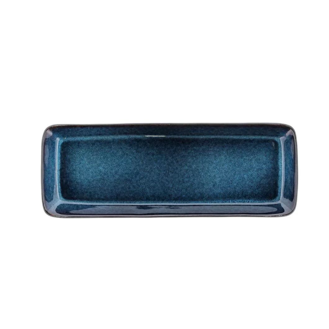 Stoneware Dish 14x38cm Black, Dark Blue