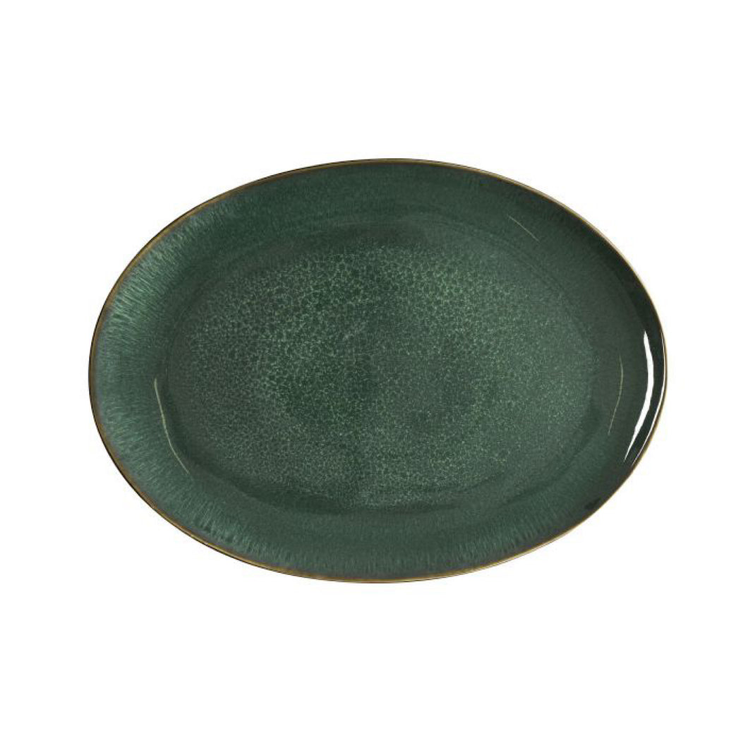Stoneware Dish 34x45cm Black Green
