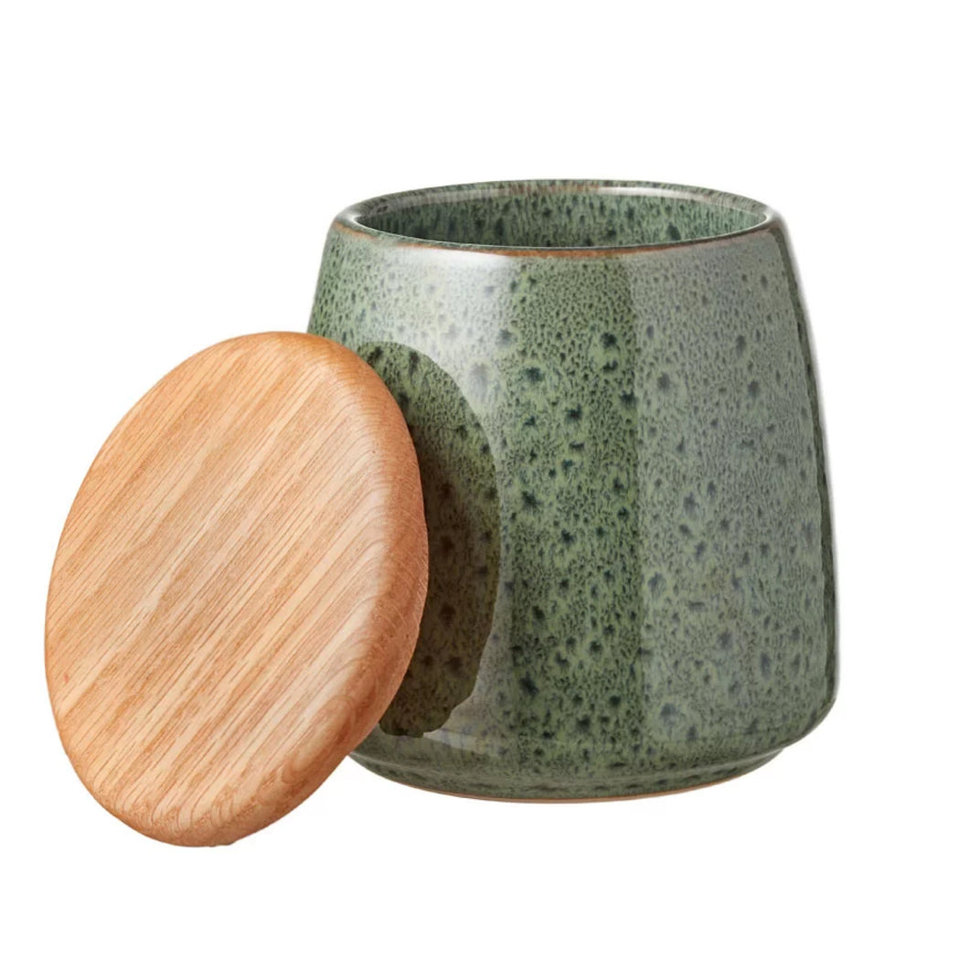 Stoneware Jar With Lid Height 16.5 cm Green