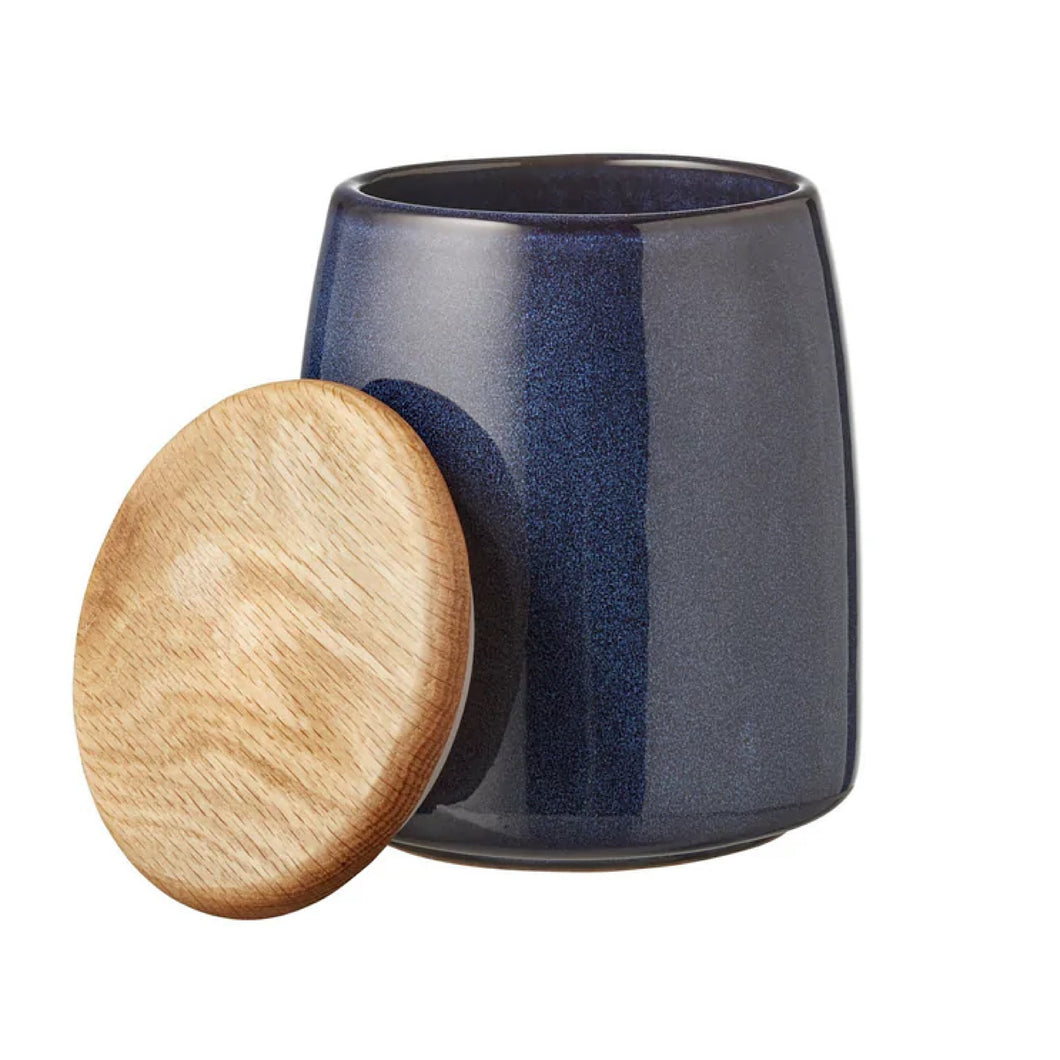 Stoneware Jar With Lid Height 16.5 cm Dark Blue